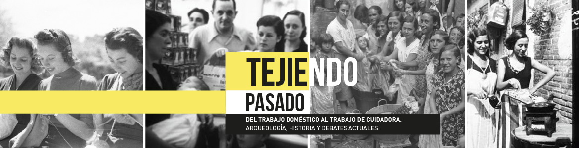 imágenes de mujeres ejerciendo profesiones y título jornada tejiendo pasado