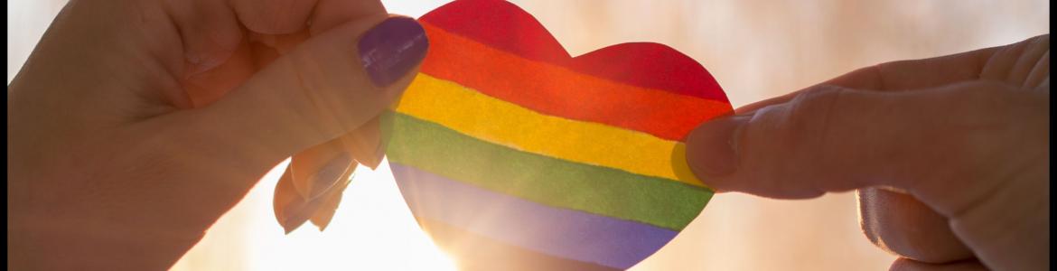 CURSO SENSIBILIZACIÓN LGTBI HOSPITAL SURESTE CORAZÓN LGTBI AGARRADO POR DOS MANOS DE DISTINTOS SEXOS