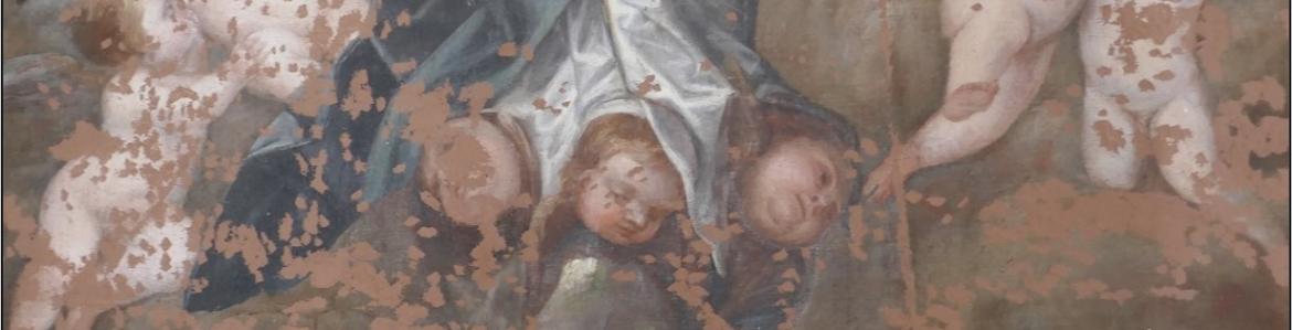 Detalle restauración lienzo Inmaculada Cartuja