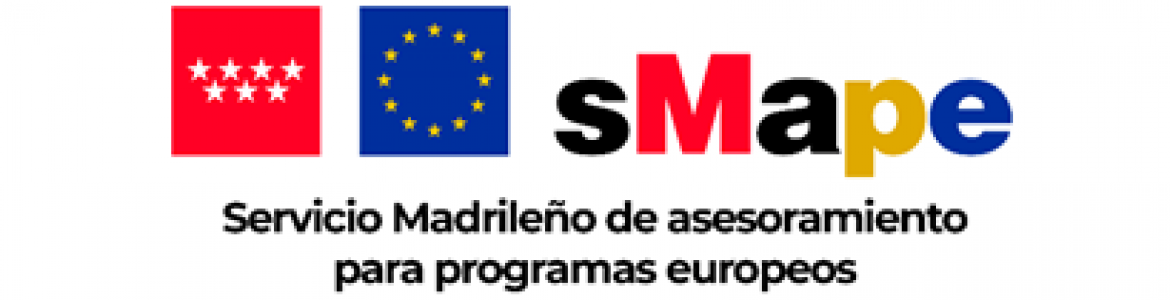 sMape Logotipo de sMape, con los iconos de la Comunidad de Madrid y de la Unión Europea