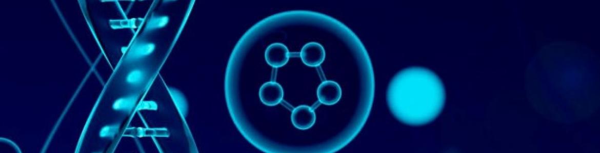 Jornada terapia génica hemofilia Dibujos geométricos en tonos azules