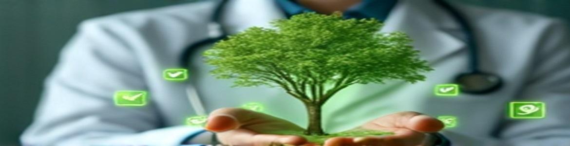 Jornada de gestión ambiental Hombre sosteniendo entre sus manos un árbol verde en miniatura