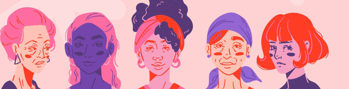 Joranda del cáncer de mama para pacientes Ilustración de distintas mujeres