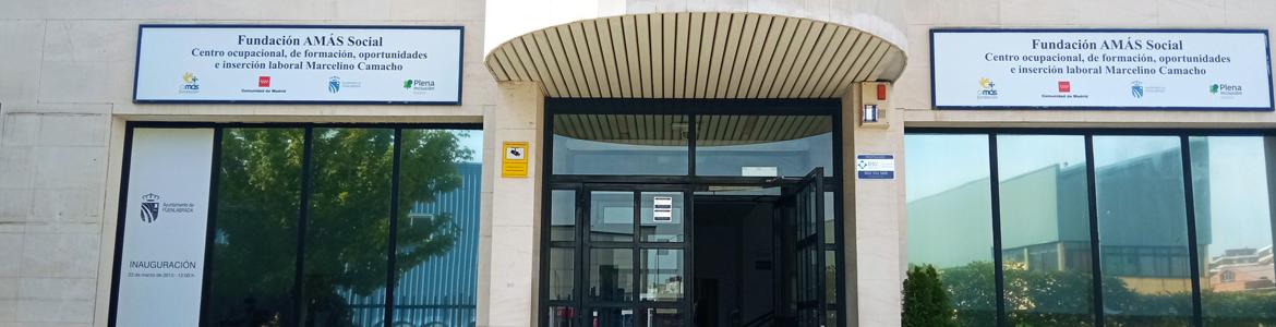 Fachada del Centro Ocupacional Marcelino Camacho de AMAS SOCIAL en Fuenlabrada