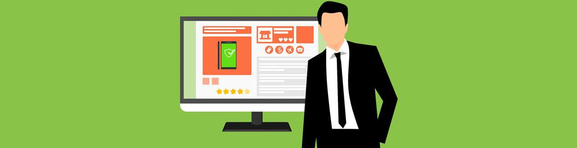 Empresas de venta a distancia y consumo Pantalla con web de comercio electrónico