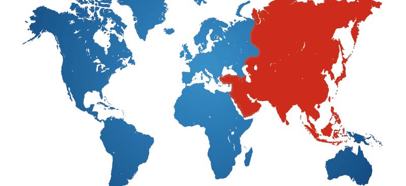 Mapa mundi en que se resalta Asia