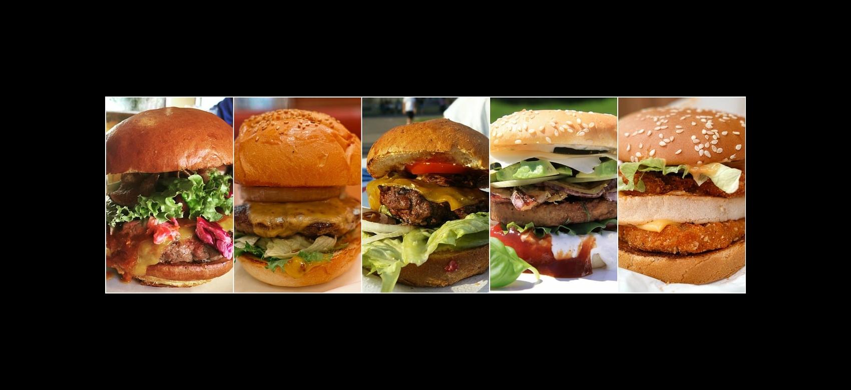 Varias hamburguesas de distinto tipo el fila