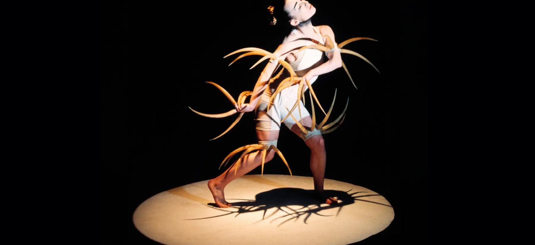 Fotografía de bailarina sobre fondo negro