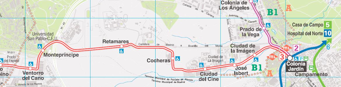 Planos de Metro Ligero y Tranvía Detalle del plano de Metro Ligero