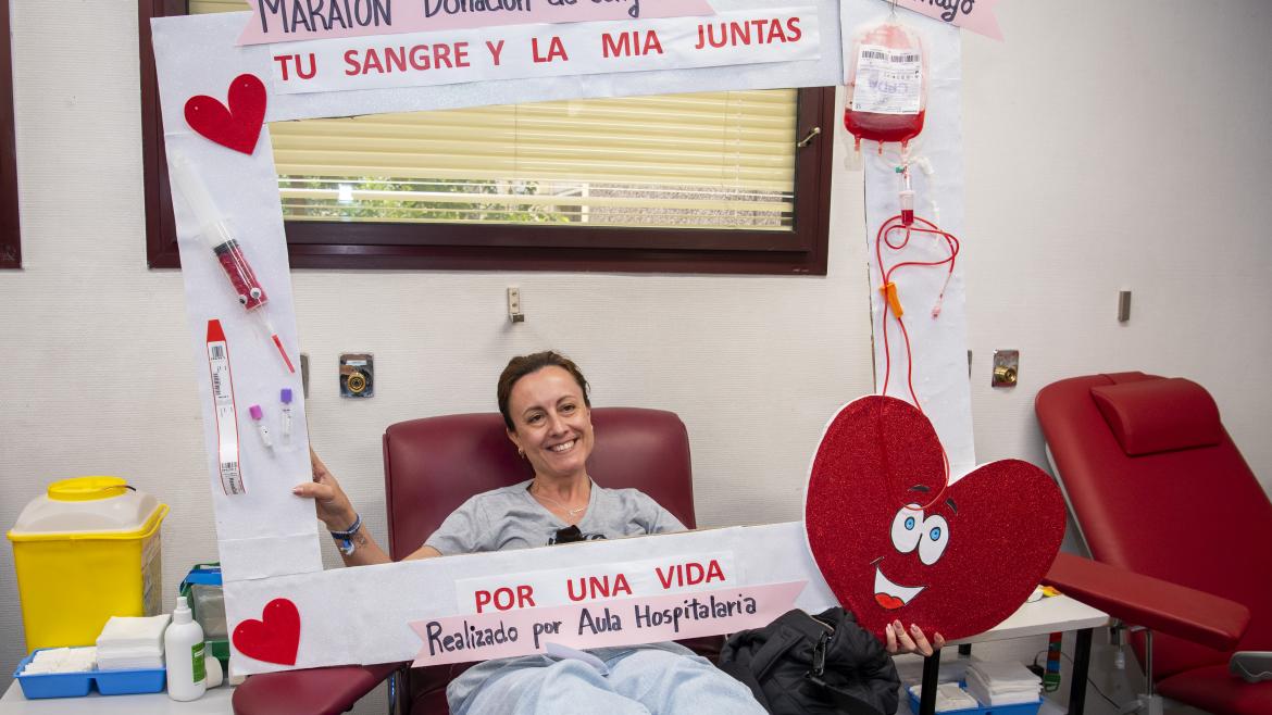 donando sangre en el Hospital de Getafe