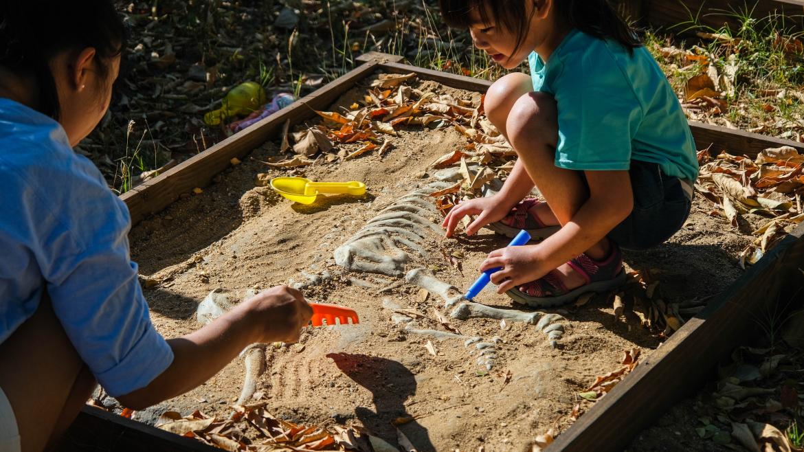 Unos niños jugando a ser arqueólogos