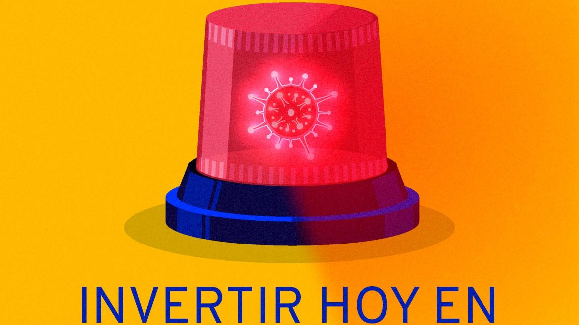 Cartel amarillo con una sirena roja 