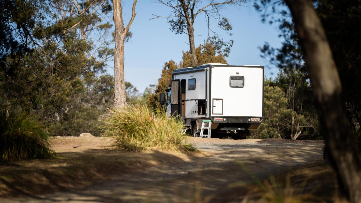 Caravana en un camping