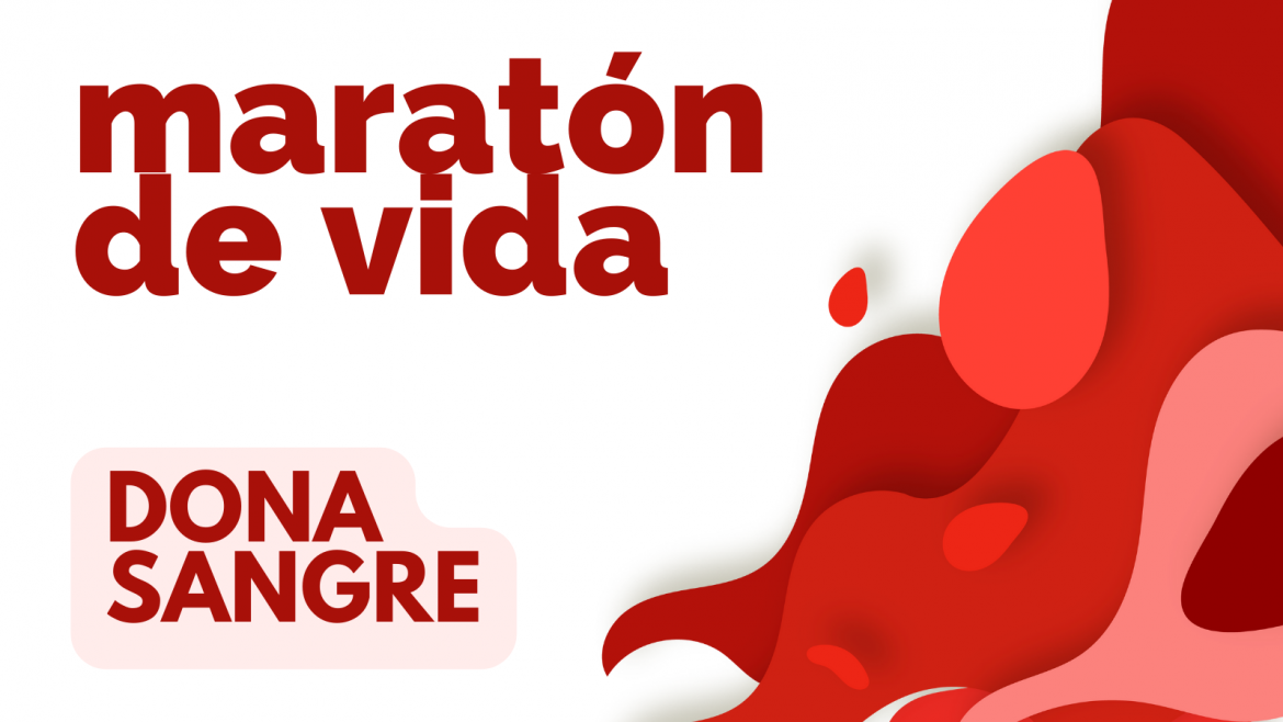 A la derecha imágenes redondeadas con matices de rojo que se deslizan como en cascada, a la izquierda el lema en rojo