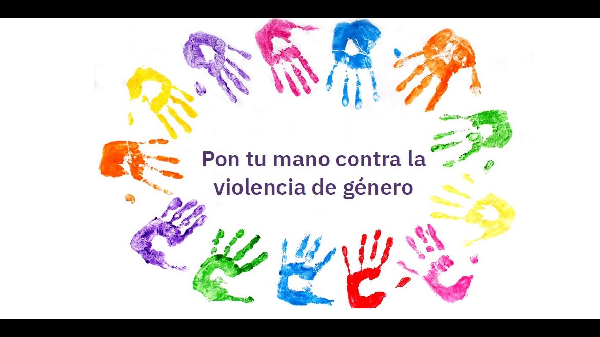 Los profesionales plasman sus manos con pinturas de colores para concienciar sobre la violencia de género