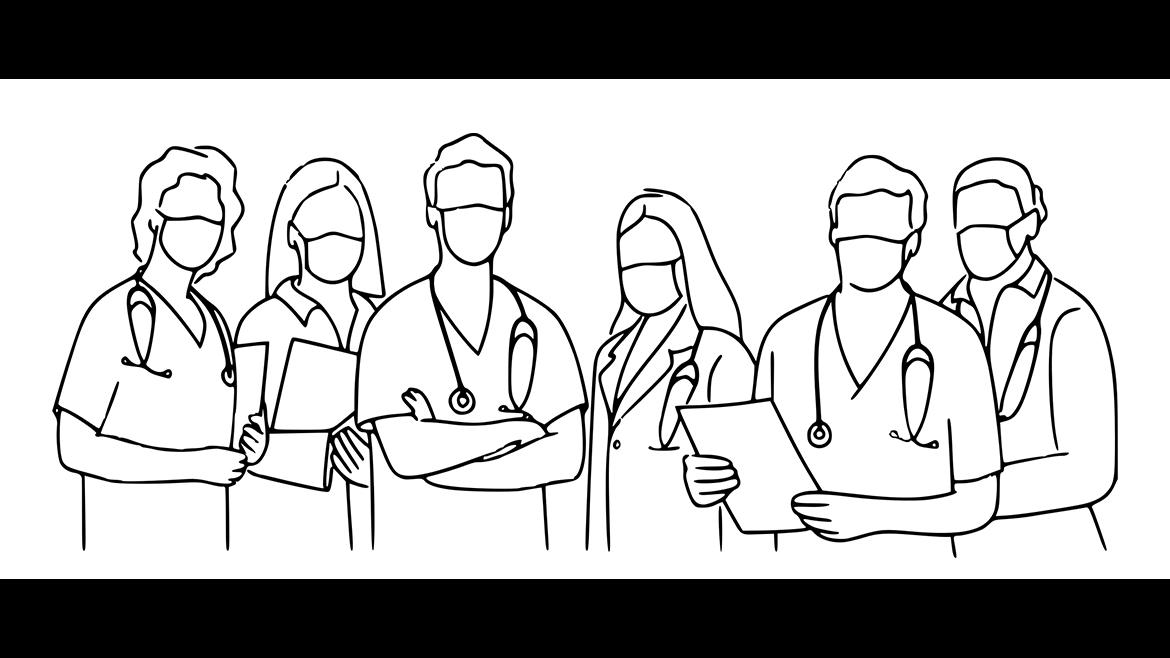 Silueta de profesionales sanitarios