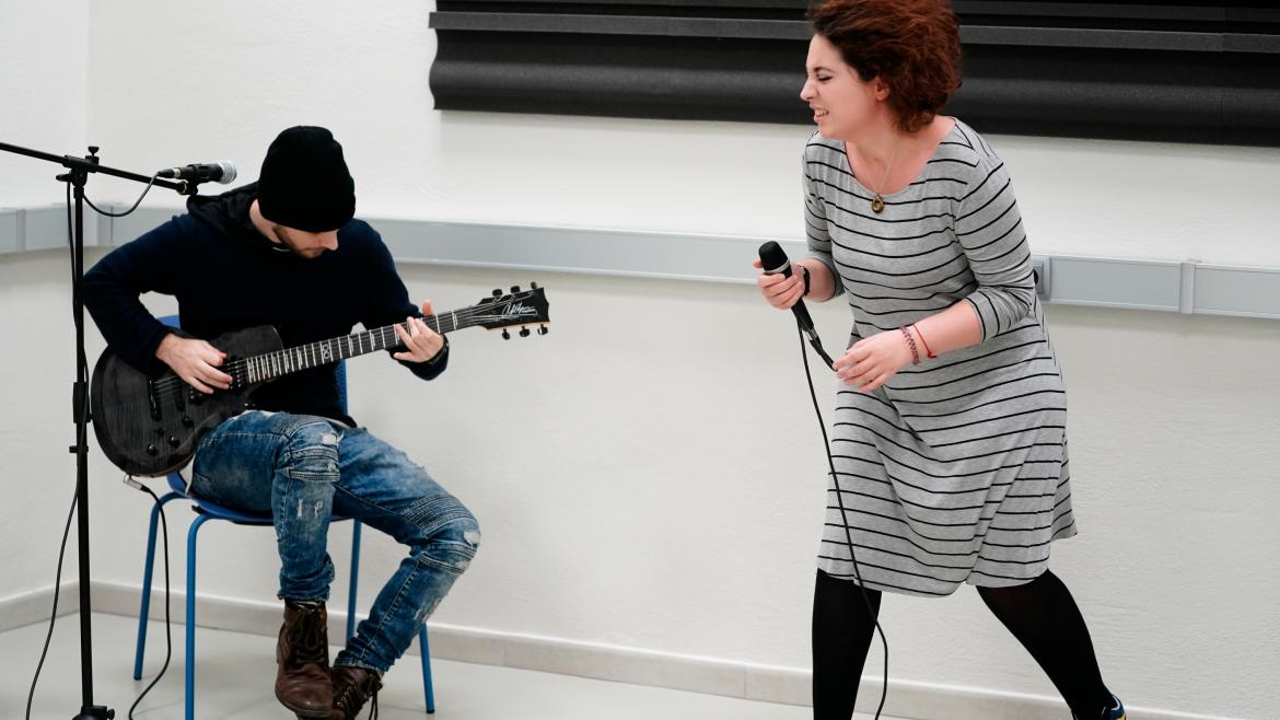 Instante de un ensayo musical