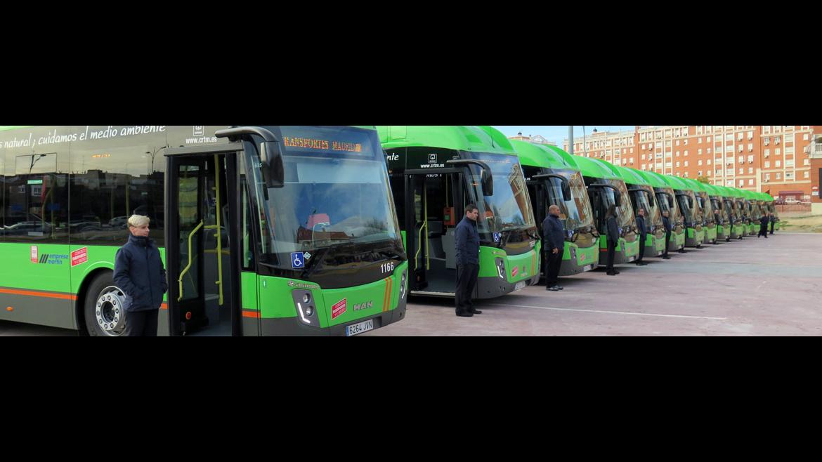 Autobuses interurbanos en fila