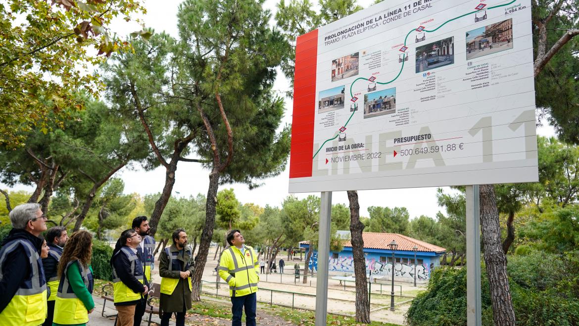 La Comunidad de Madrid inicia las obras de prolongación de la Línea 11 de Metro desde Plaza Elíptica a Conde de Casal David Pérez durante la visita a las obras de prolongación de la Línea 11 de Metro
