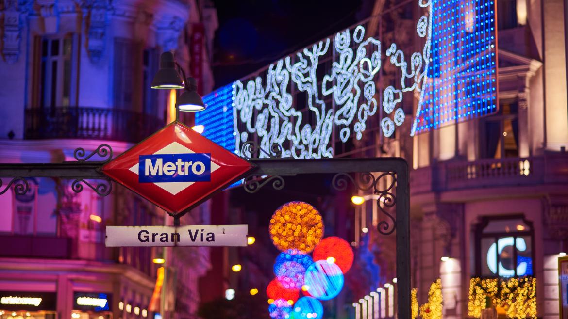 Metro de Madrid Estación de Gran Vía de Metro de Madrid en Navidad