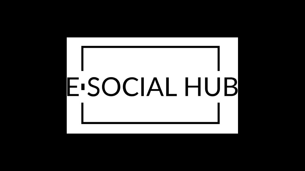 Logotipo con el texto E SOCIAL HUB