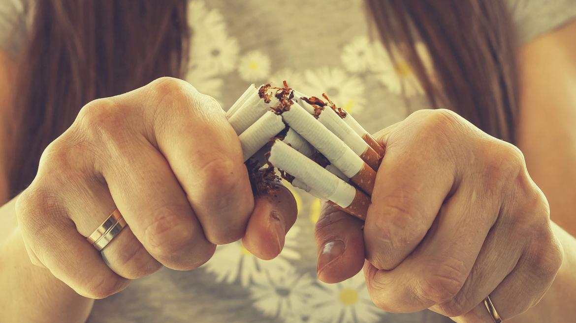 Chica rompiendo cigarrillos Chica rompiendo cigarrillos