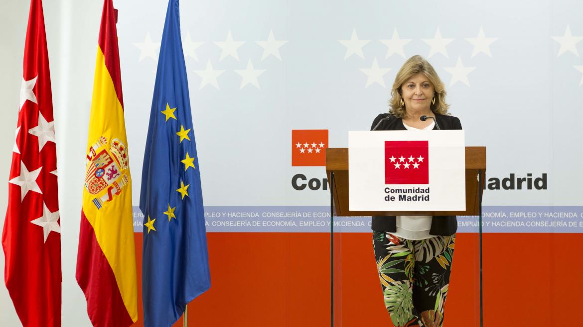 Engracia Hidalgo, consejera de Economía, Empleo y Hacienda, presenta los datos de empleo en la Comunidad de Madrid correspondientes a julio de 2018