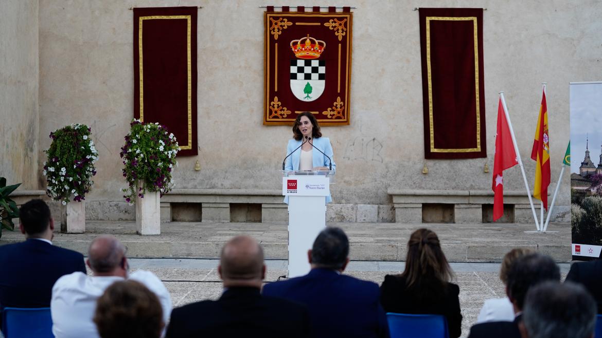 Isabel Díaz Ayuso durante la celebración de la proclamación de Nuevo Baztán como uno de los pueblos más bonitos de España