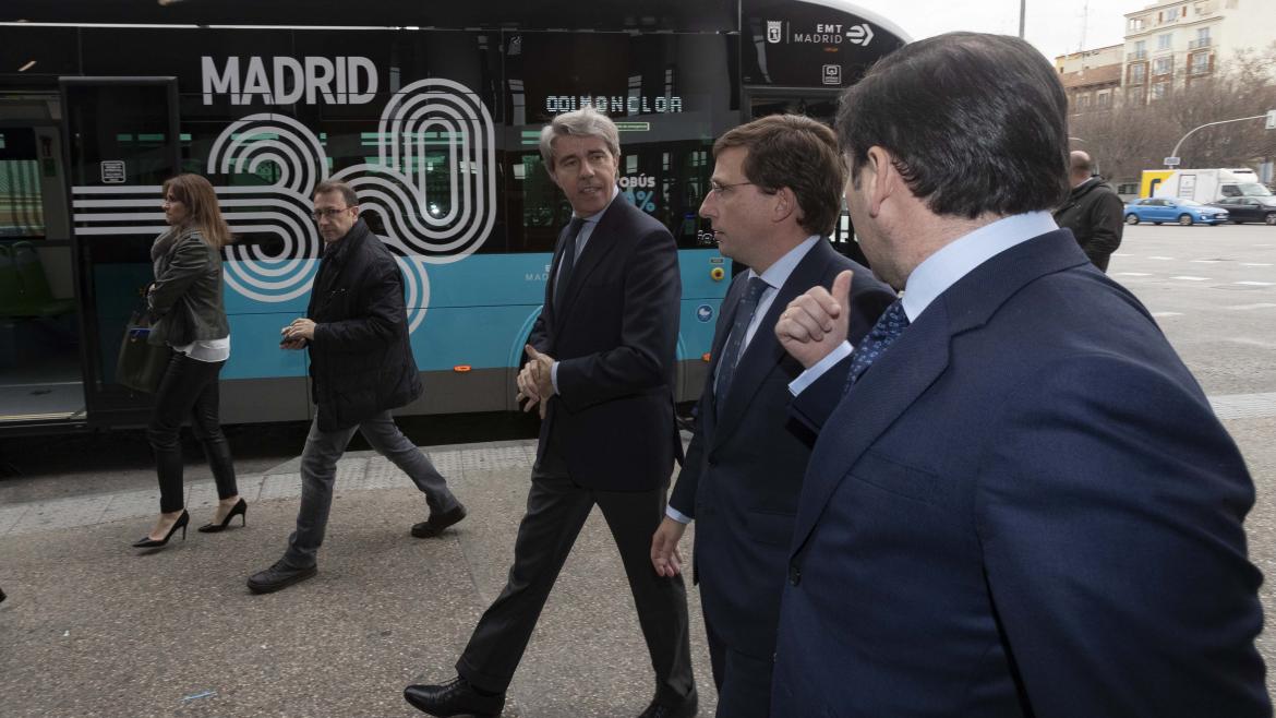 Ángel Garrido en la presentación de la línea que conecta Moncloa y Atocha a través de Gran Vía 