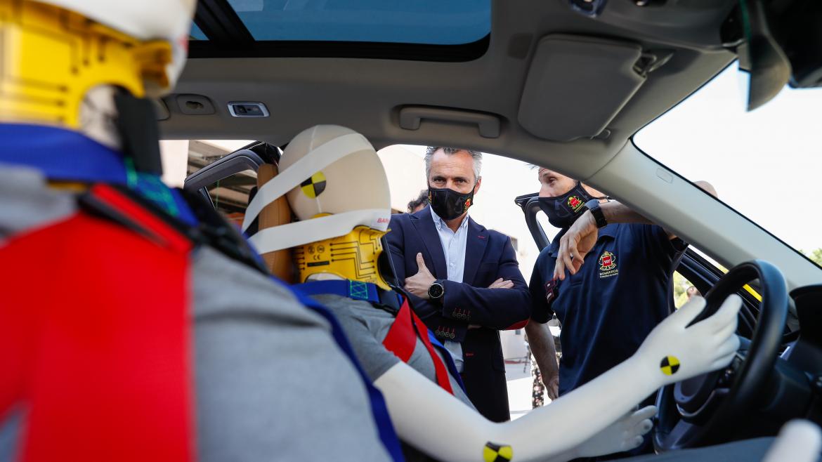 Carlos Novillo en una jornada de seguridad vial en el Parque de Bomberos de Alcobendas