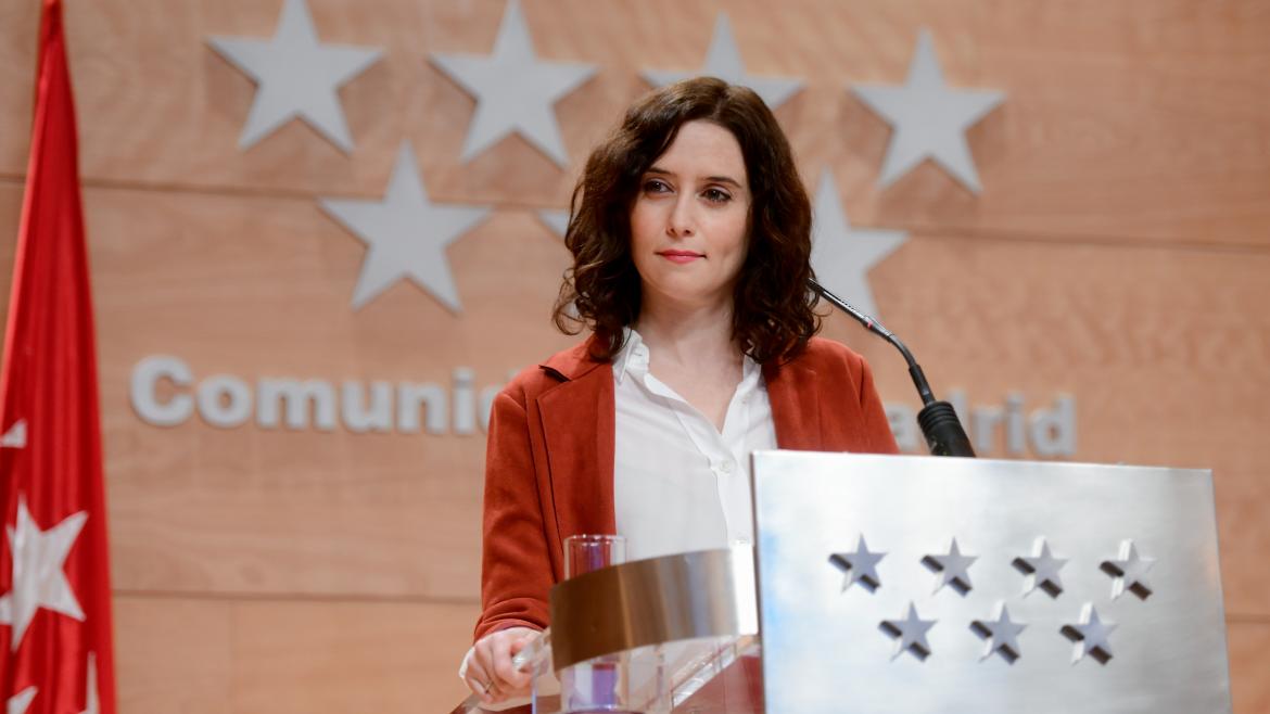 Comparecencia pública de la presidenta de la Comunidad de Madrid, Isabel Díaz Ayuso Isabel Díaz Ayuso durante su comparecencia pública