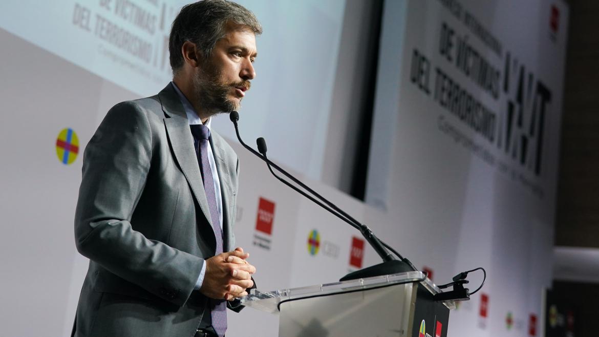 El consejero Miguel Ángel García Martín durante la inauguración del II Congreso Internacional de Víctimas del Terrorismo