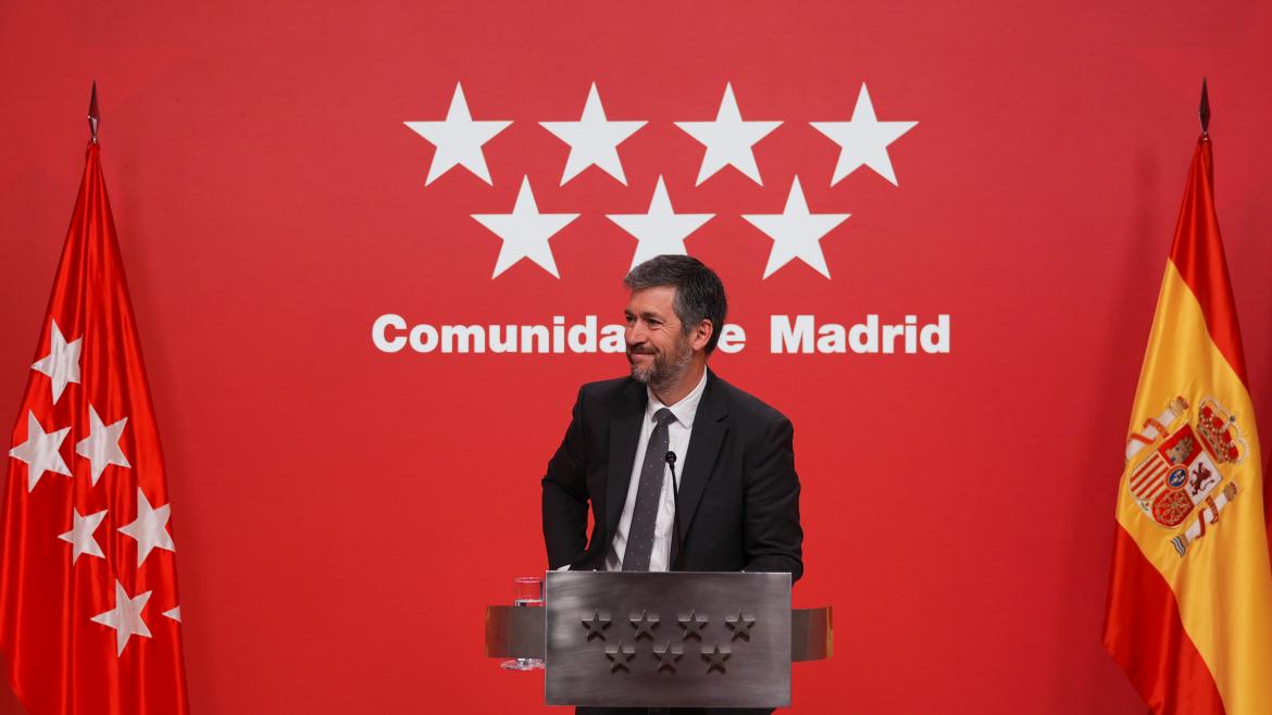 García Martín en rueda de prensa El portavoz Miguel Ángel García Martín atiende a los medios de comunicación desde la Real Casa de Correos