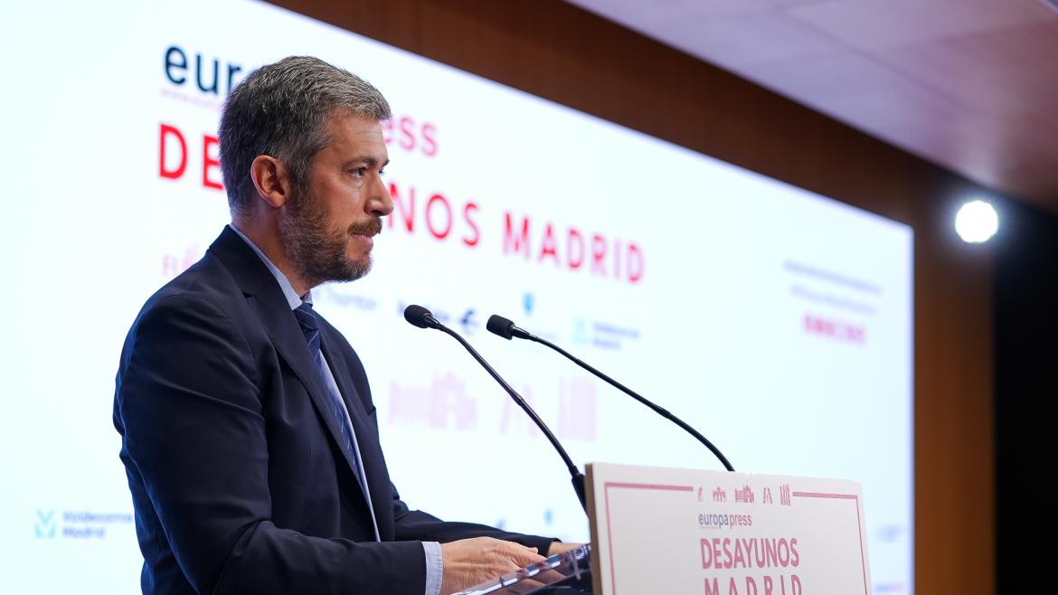 El consejero Miguel Ángel García Martín durante el desayuno informativo organizado por Europa Press