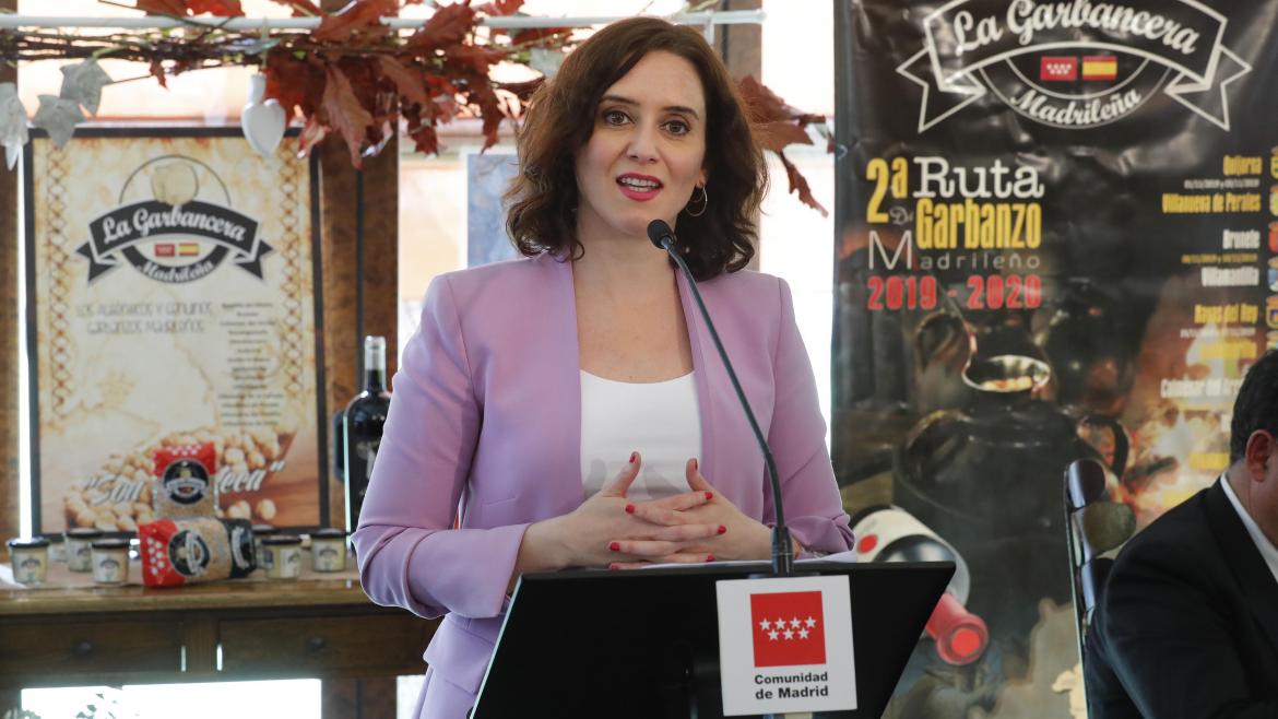 Isabel Díaz Ayuso durante la clausura de la II Ruta del Garbanzo Madrileño
