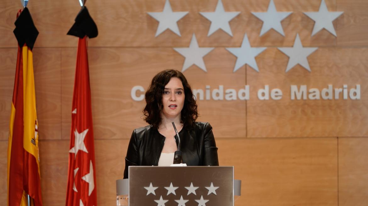 Isabel Díaz Ayuso en la Real Casa de Correos Isabel Díaz Ayuso durante una rueda de prensa en la Real Casa de Correos
