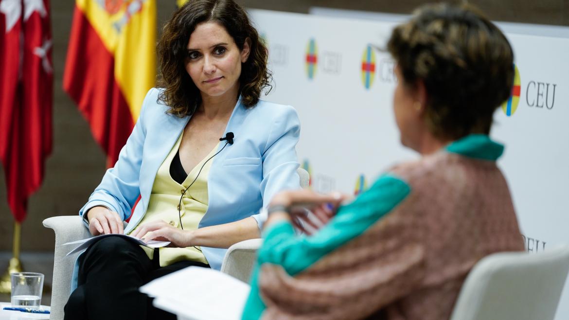 Isabel Díaz Ayuso durante la inauguración de un postgrado universitario en Liderazgo y Compromiso Cívico