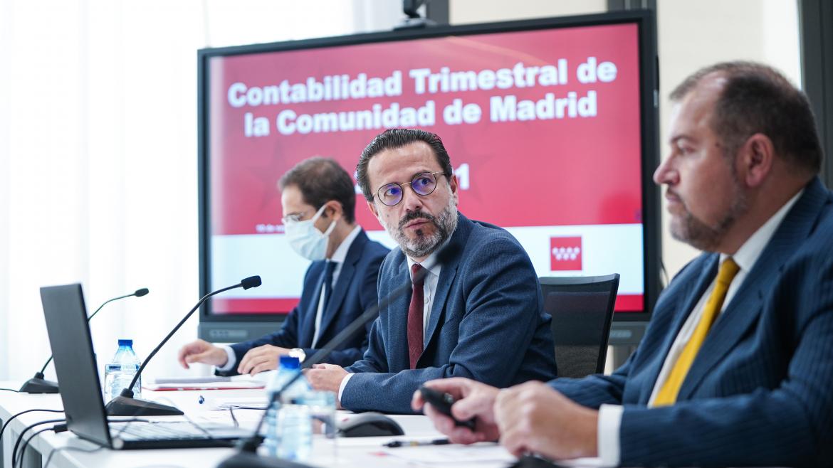 Javier Fernández-Lasquetty presenta los datos de Contabilidad Regional Trimestral Javier Fernández-Lasquetty durante la presentación de los datos de Contabilidad Regional Trimestral