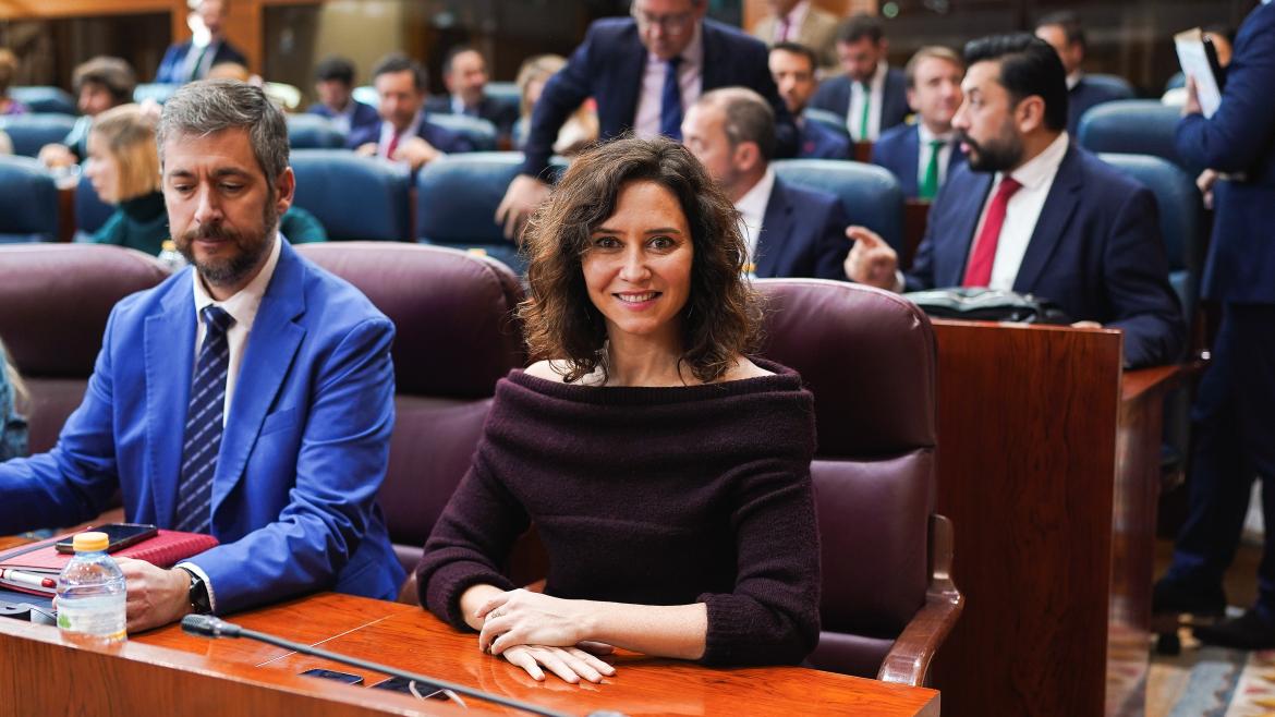 La presidenta Isabel Díaz Ayuso durante un pleno de la Asamblea de Madrid