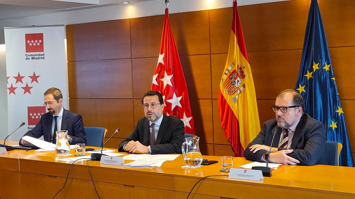 El consejero Javier Fernández-Lasquetty presenta los datos de la Contabilidad Regional del periodo enero-marzo de 2022 El consejero durante la presentación de los datos