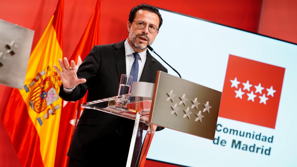 El consejero Javier Fernández-Lasquetty durante la rueda de prensa