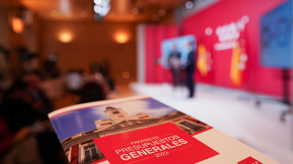 La Comunidad de Madrid aprueba los Presupuestos de 2023 Una imagen de la rueda de prensa
