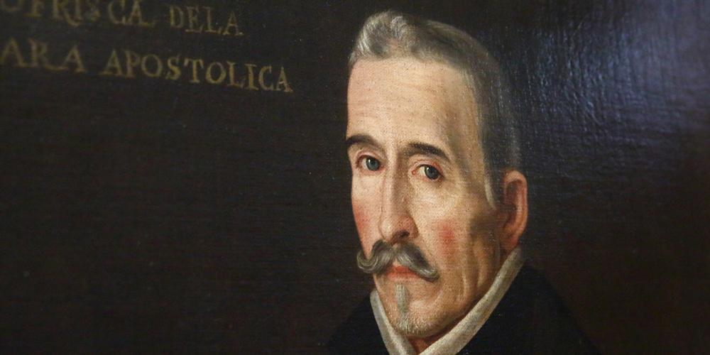 Detalle del rostro de Lope de Vega en un retrato antiguo