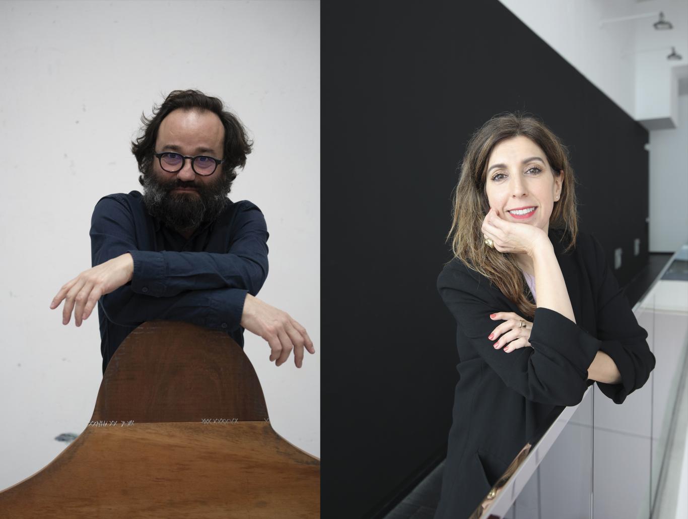 Retrato de dos personas, un artista y una comisaria de exposiciones