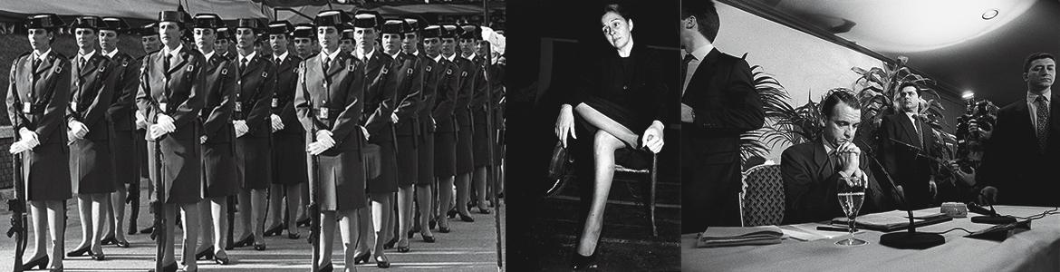 Montaje de tres fotografías en blanco y negro realizadas por la fotoperiodista Marisa Flórez