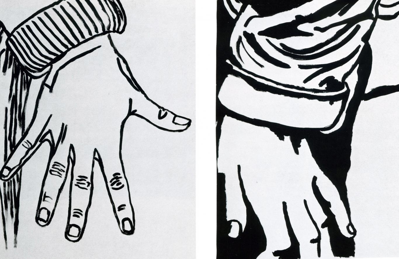 "Juguemos a prisioneras" 1993. Azucena Vieites Dibujo en blanco y negro de dos manos