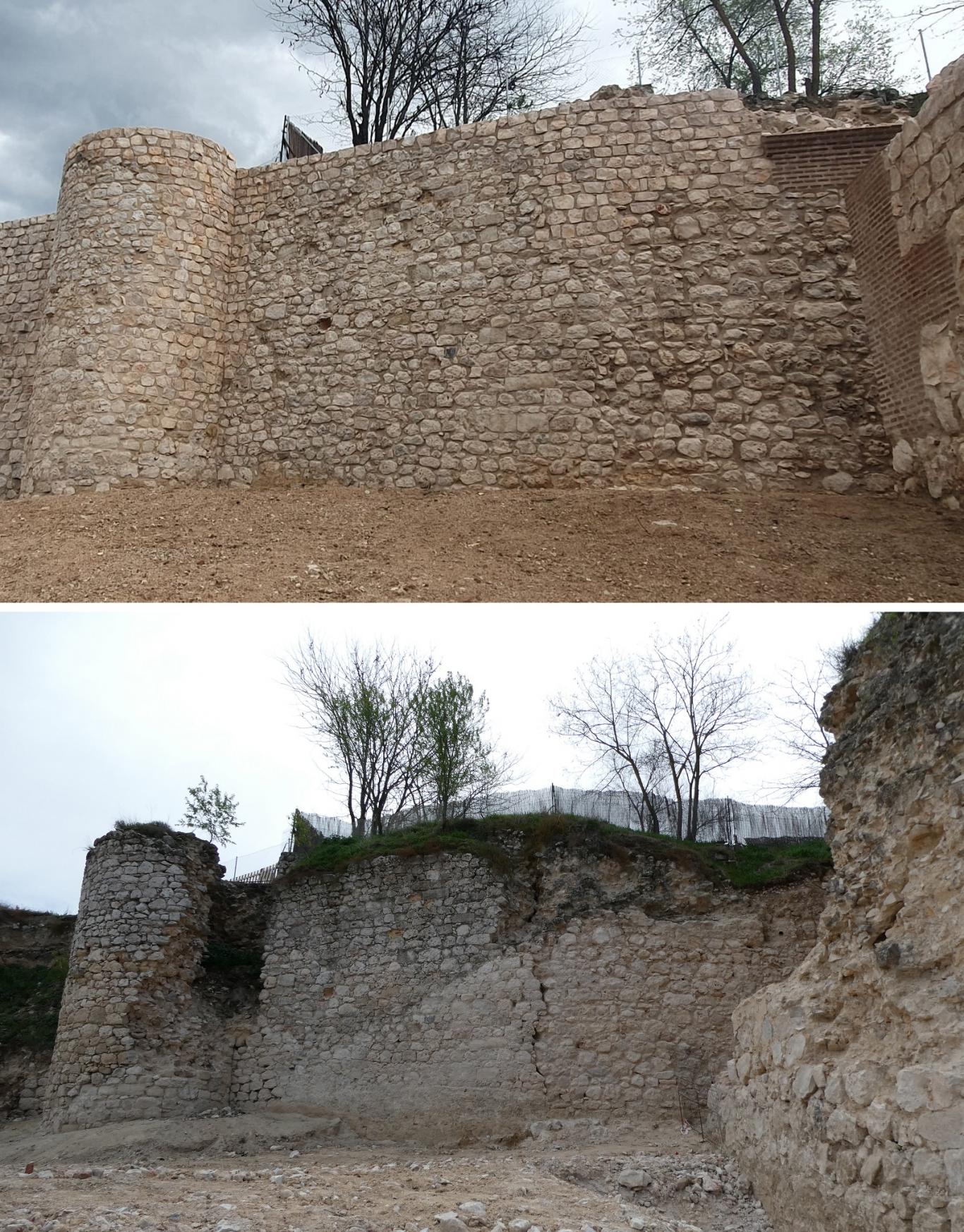 Comparativa del estado previo y posterior a la intervención imagen comparativa torre albarrana antes y después de su intervención