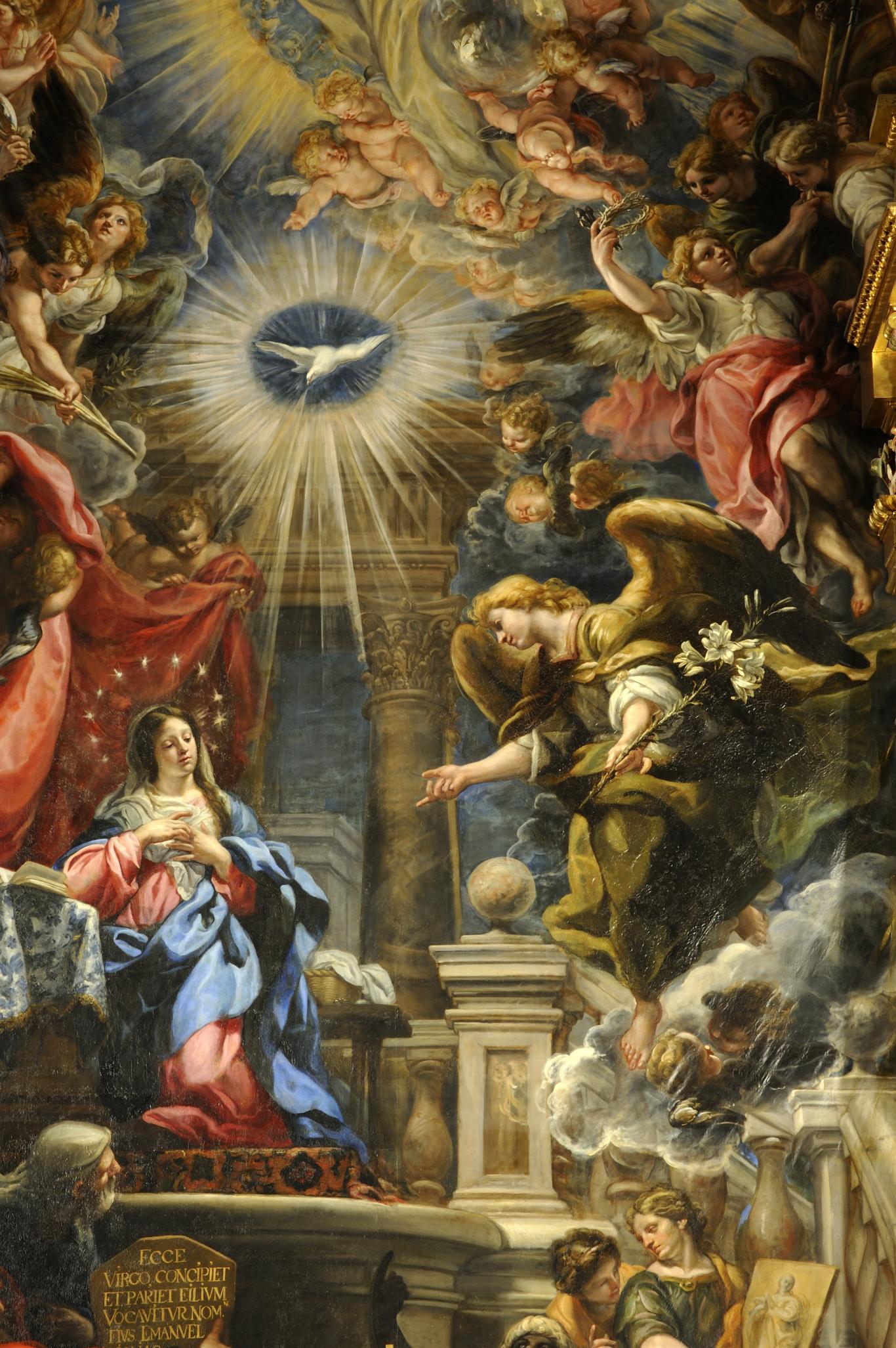 representación de la visita del ángel a la virgen María