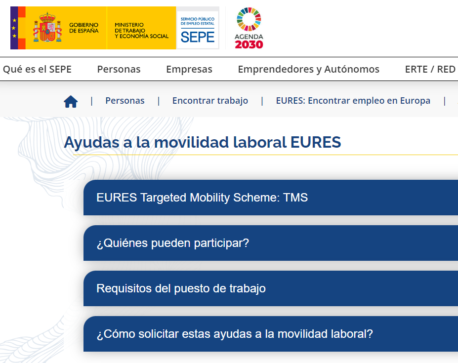 Ayudas a la movilidad laboral EURES Gráfico de Ayudas a la movilidad laboral EURES