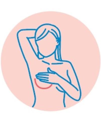 Dibujo de silueta de mujer palpándose el pecho